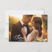 Eenvoudig script moderne en chique trouwfoto bedankkaart (Voorkant)