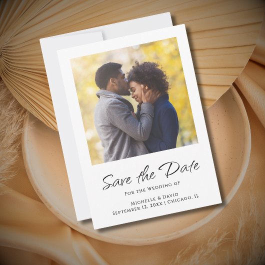 Eenvoudig script Moderne foto Boho bruiloft Save The Date