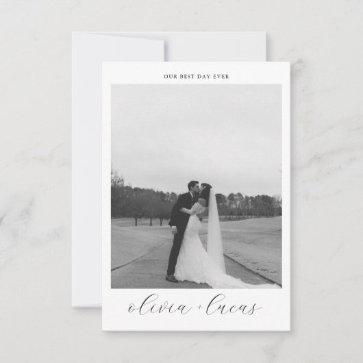 Eenvoudig script Moderne foto bruiloft dank u kaar Bedankkaart (Voorkant)