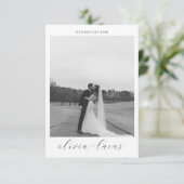 Eenvoudig script Moderne foto bruiloft dank u kaar Bedankkaart (Staand voorkant)