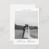 Eenvoudig script Moderne foto bruiloft dank u kaar Bedankkaart (Voorkant / Achterkant)