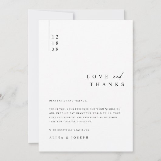 Eenvoudig script Moderne fotobruiloft Bedankkaart (Achterkant)