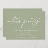 Eenvoudig script | Moderne minimale salie groene v Kaart (Voorkant / Achterkant)