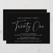 Eenvoudig script | Moderne minimale zwarte 21e ver Kaart (Voorkant / Achterkant)