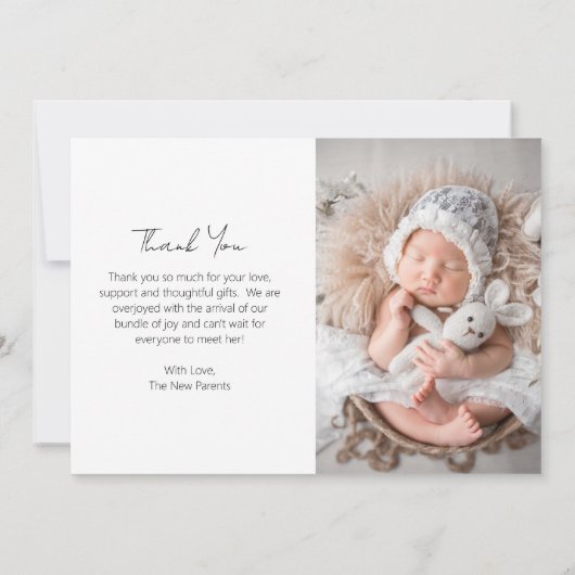 Eenvoudig script moderne pasgeboren foto legant Bi Aankondiging (Achterkant)