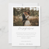Eenvoudig Script Moderne rustieke bruiloft foto Bedankkaart (Achterkant)