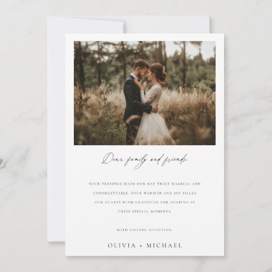 Eenvoudig Script Moderne rustieke bruiloft foto Bedankkaart (Achterkant)