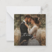 Eenvoudig script Moderne trouwfoto dank u Notitiekaartje (Voorkant)