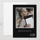 Eenvoudig script moderne zwart-wit monogram foto bedankkaart (Voorkant / Achterkant)