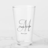 Eenvoudig script monogram gelukkig ooit na bruilof glas (Voorkant)