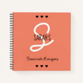 Eenvoudig Script Monogram Koraal Favoriete Recepte Notitieboek (Voorkant)