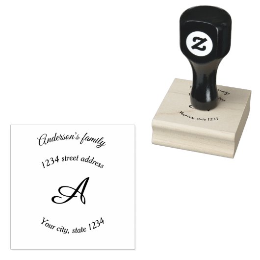 Eenvoudig Script-monogram Rubberstempel (Gestempeld)