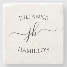 Eenvoudig Script-monogram Stenen Onderzetter