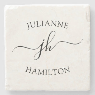 Eenvoudig Script-monogram Stenen Onderzetter