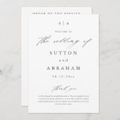 Eenvoudig script monogram Weddenschap Programmakaart (Voorkant / Achterkant)