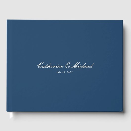 Eenvoudig script mooi marineblauw trouwgastenboek gastenboek (Voorkant)