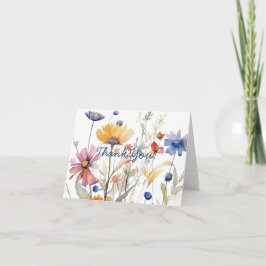 Eenvoudig script Mooie Boho Wilde Bloemen Bedankkaart