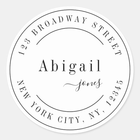 Eenvoudig Script Naam Modern retouradres Ronde Sticker (Voorkant)