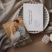 Eenvoudig script Names Photo Weddenschap Aankondigingskaart