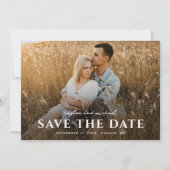 Eenvoudig script Names Photo Weddenschap Save The Date (Voorkant)