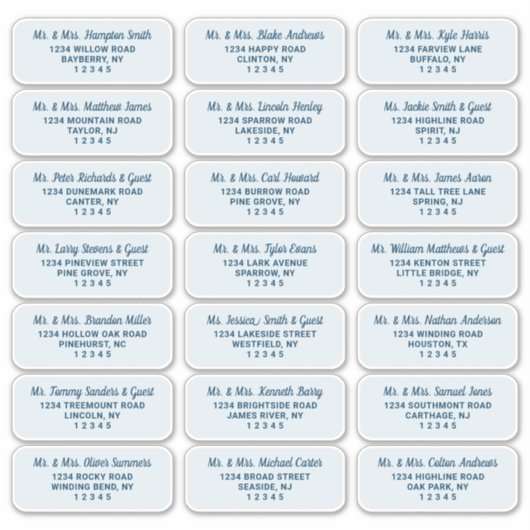 Eenvoudig script Navy Blue Gast Adresetiketten Sticker (Voorkant)