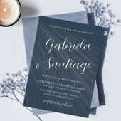 Eenvoudig Script Navy Blue White Wedding Kaart
