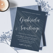 Eenvoudig Script Navy Blue White Wedding