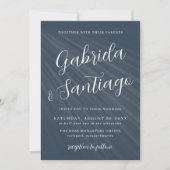 Eenvoudig Script Navy Blue White Wedding Kaart (Voorkant)