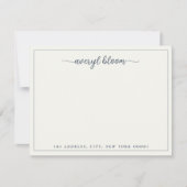 Eenvoudig script Navy Border Gepersonaliseerde bri Notitiekaartje (Voorkant)