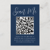 Eenvoudig script Navy QR-code Huwelijksreactie RSV Informatiekaartje (Voorkant)