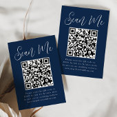Eenvoudig script Navy QR-code Huwelijksreactie RSV Informatiekaartje
