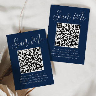 Eenvoudig script Navy QR-code Huwelijksreactie RSV Informatiekaartje