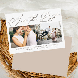 Eenvoudig script Neutraal Twee moderne foto's Opsl Save The Date