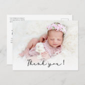 Eenvoudig script Newborn Baby Foto Dank u Briefkaart (Voorkant / Achterkant)