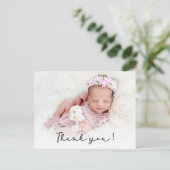 Eenvoudig script Newborn Baby Foto Dank u Briefkaart (Staand voorkant)