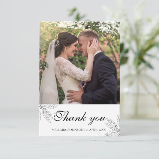 Eenvoudig script, nieuw, bedankt kaart (Staand voorkant)