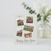 Eenvoudig script nieuwjaar 5 Foto Collage Feestdagenkaart (Staand voorkant)