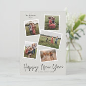 Eenvoudig script nieuwjaar 5 Foto Collage Feestdagenkaart (Staand voorkant)