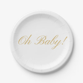 Eenvoudig script OH Baby| Baby Shower Papieren Bordje