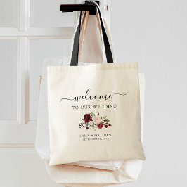 Eenvoudig script onthaal Floral Wedding Canvas tas