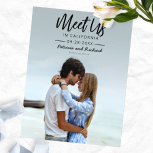 Eenvoudig script Ontmoet ons in Save The Date-foto Briefkaart