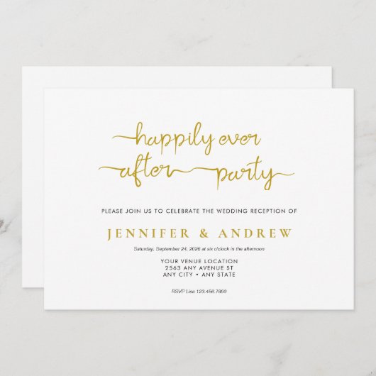 Eenvoudig script | Ontvangst bruiloft uitnodiging (Voorkant / Achterkant)