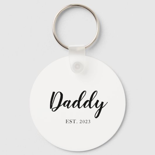 Eenvoudig script papa EST Photo Fathers Day Sleutelhanger (Voorkant)