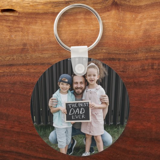 Eenvoudig script papa EST Photo Fathers Day Sleutelhanger (Achterkant)