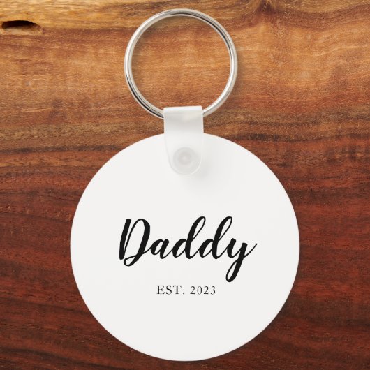 Eenvoudig script papa EST Photo Fathers Day Sleutelhanger (Voorkant)