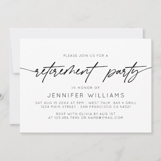 Eenvoudig Script Pensioen Partij Horizontale Foto Kaart (Voorkant)