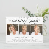 Eenvoudig Script Pensioen Party Fotocollage Kaart (Staand voorkant)