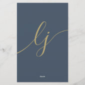 Eenvoudig Script Persoonlijk Stationery Navy Goud Briefpapier (Achterkant)