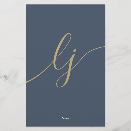 Eenvoudig Script Persoonlijk Stationery Navy Goud Briefpapier (Achterkant)