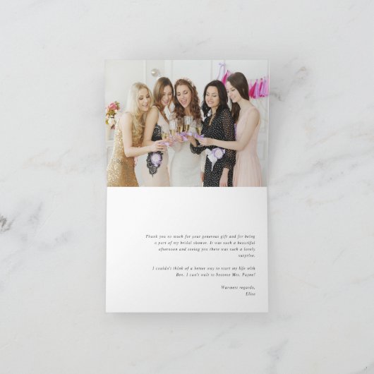 Eenvoudig script | Persoonlijke foto van Elegant Bedankkaart (Binnen)